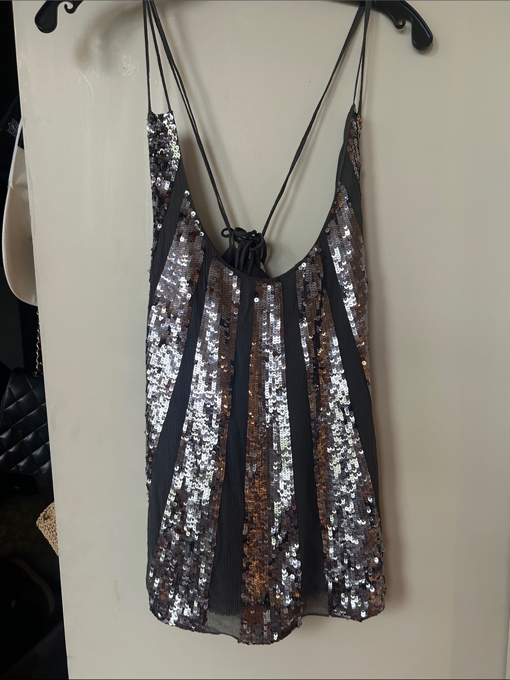 Juicy Couture Black and Silver Sequin Strappy Camisole
